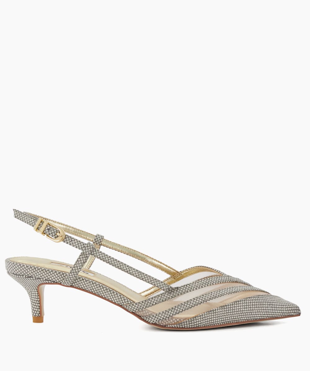 Metallic clearance kitten heels