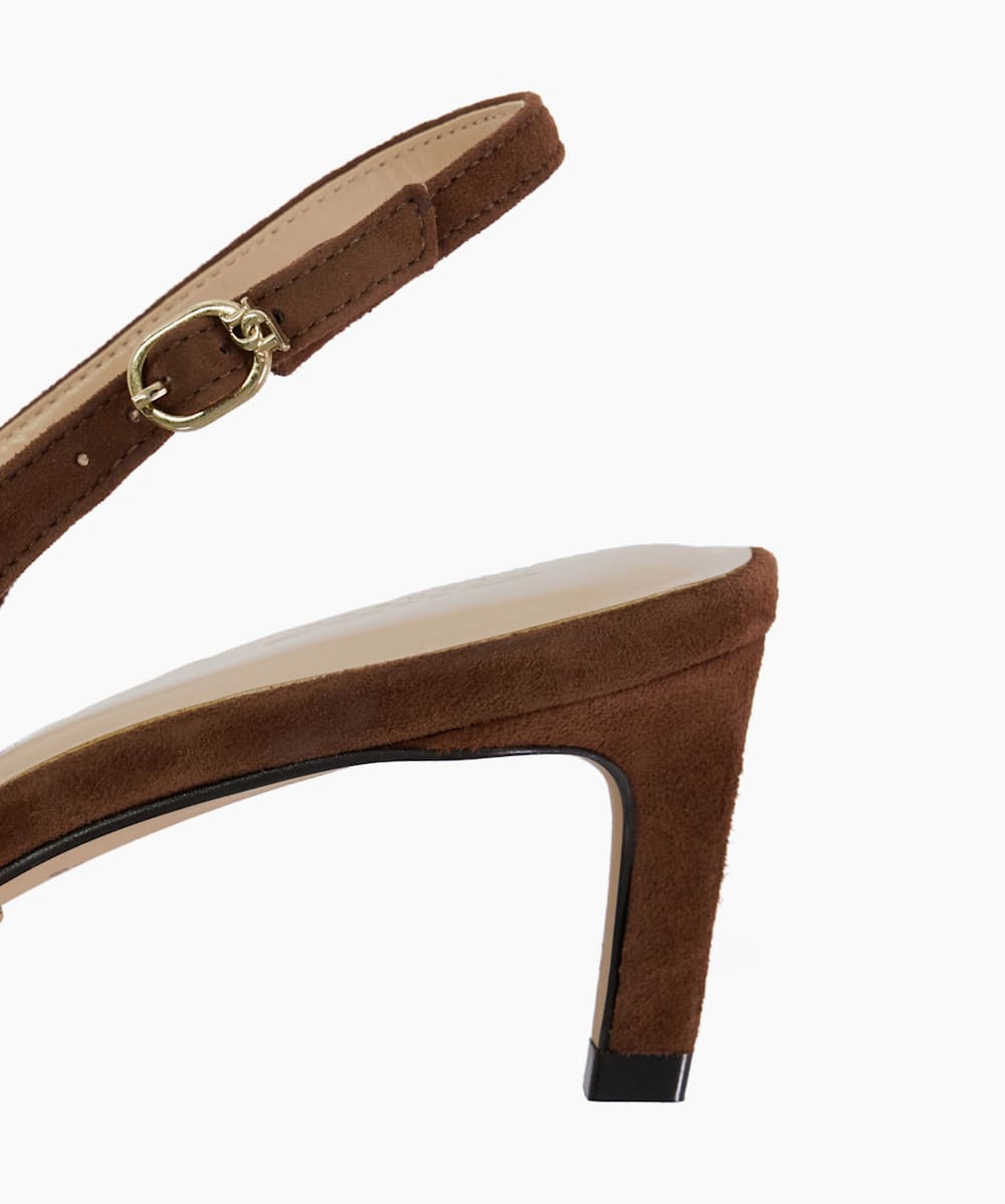 Celinna Chestnut Pointed Toe Sling Back Heels Dune London