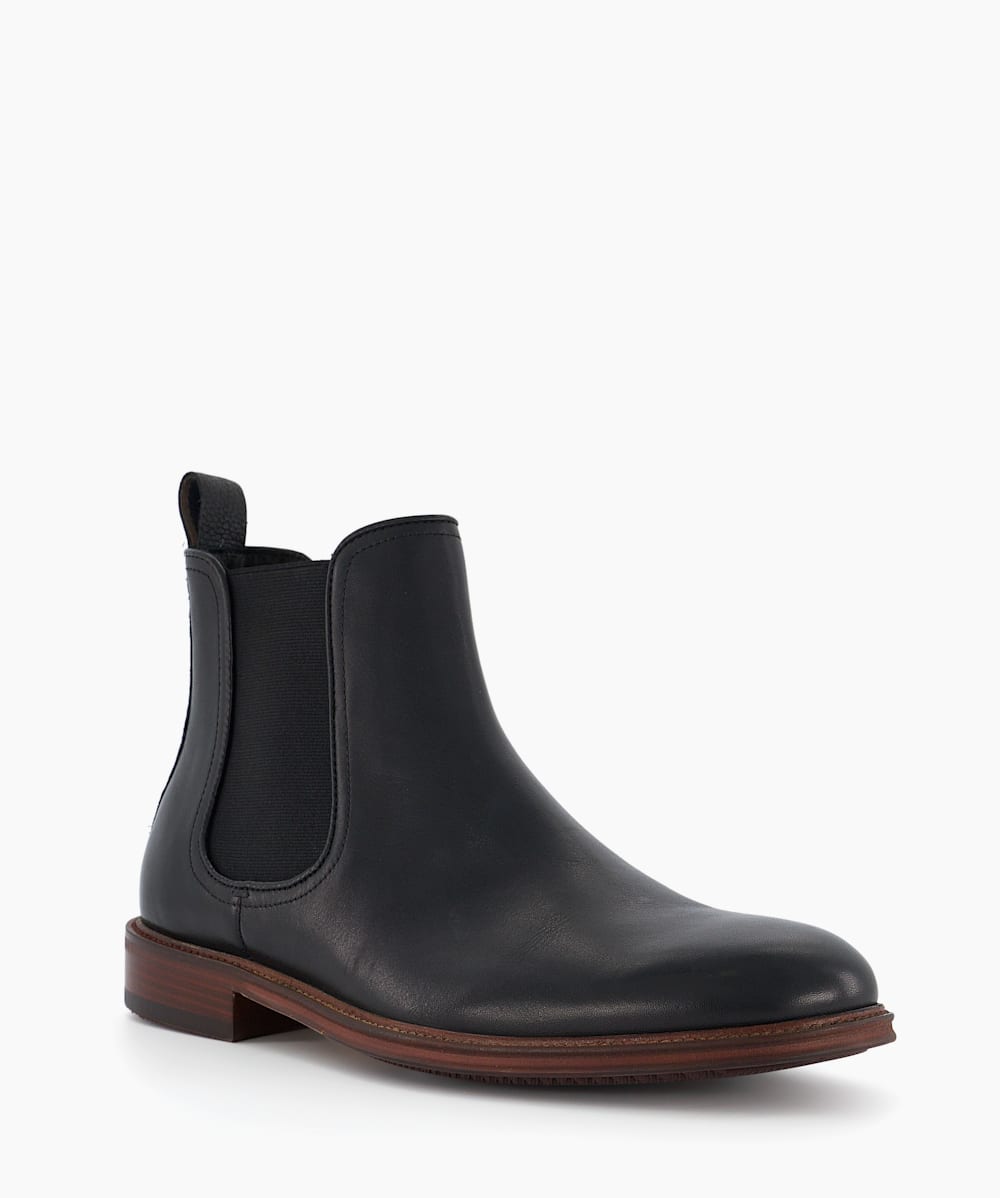 Characteristic Black Smart Leather Chelsea Boots Dune London