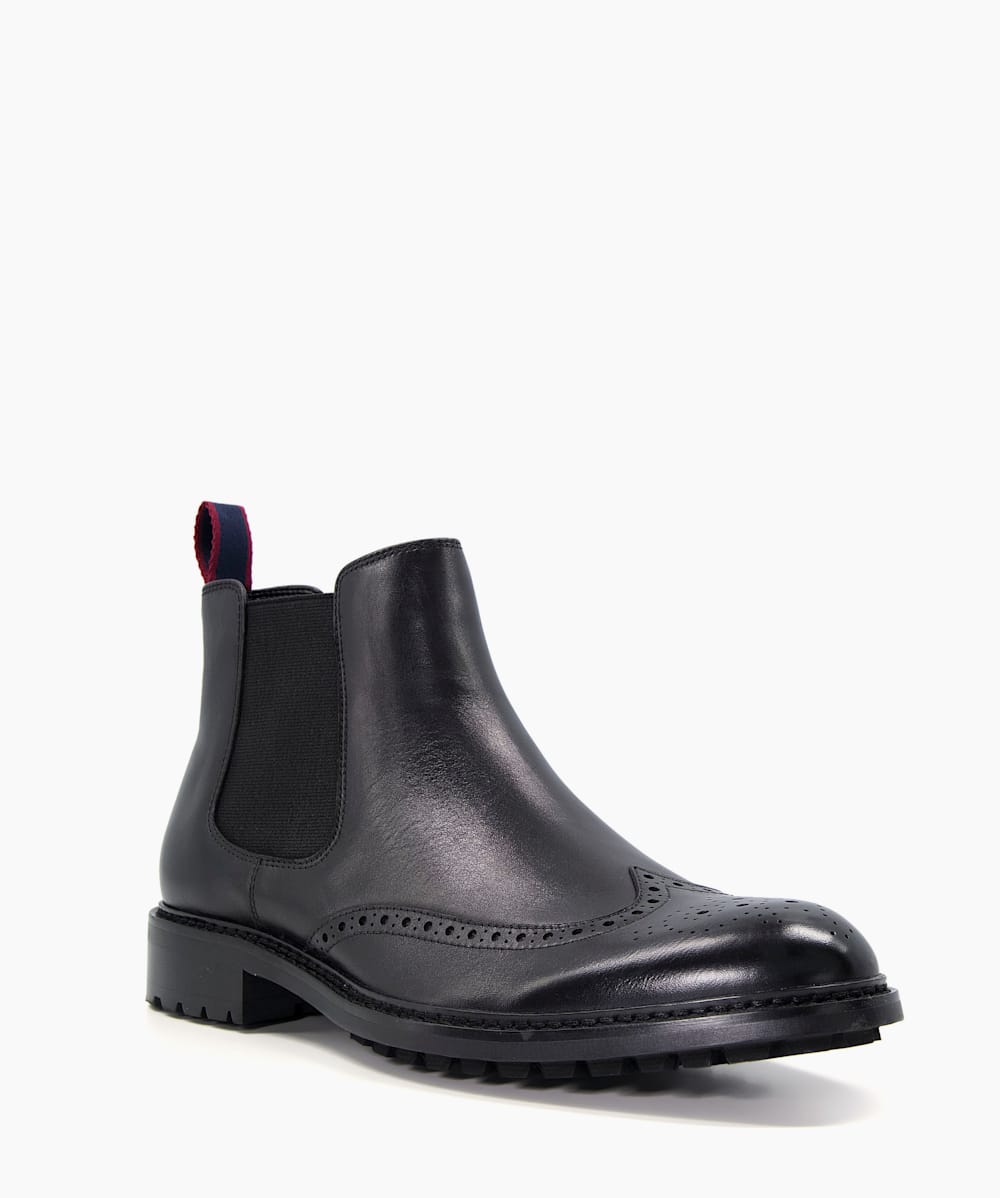 Black chelsea brogue boots store