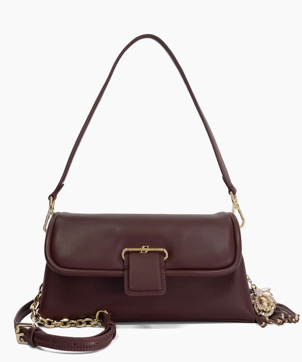Chelsea Burgundy Premium Collection Leather Shoulder Bag Dune London