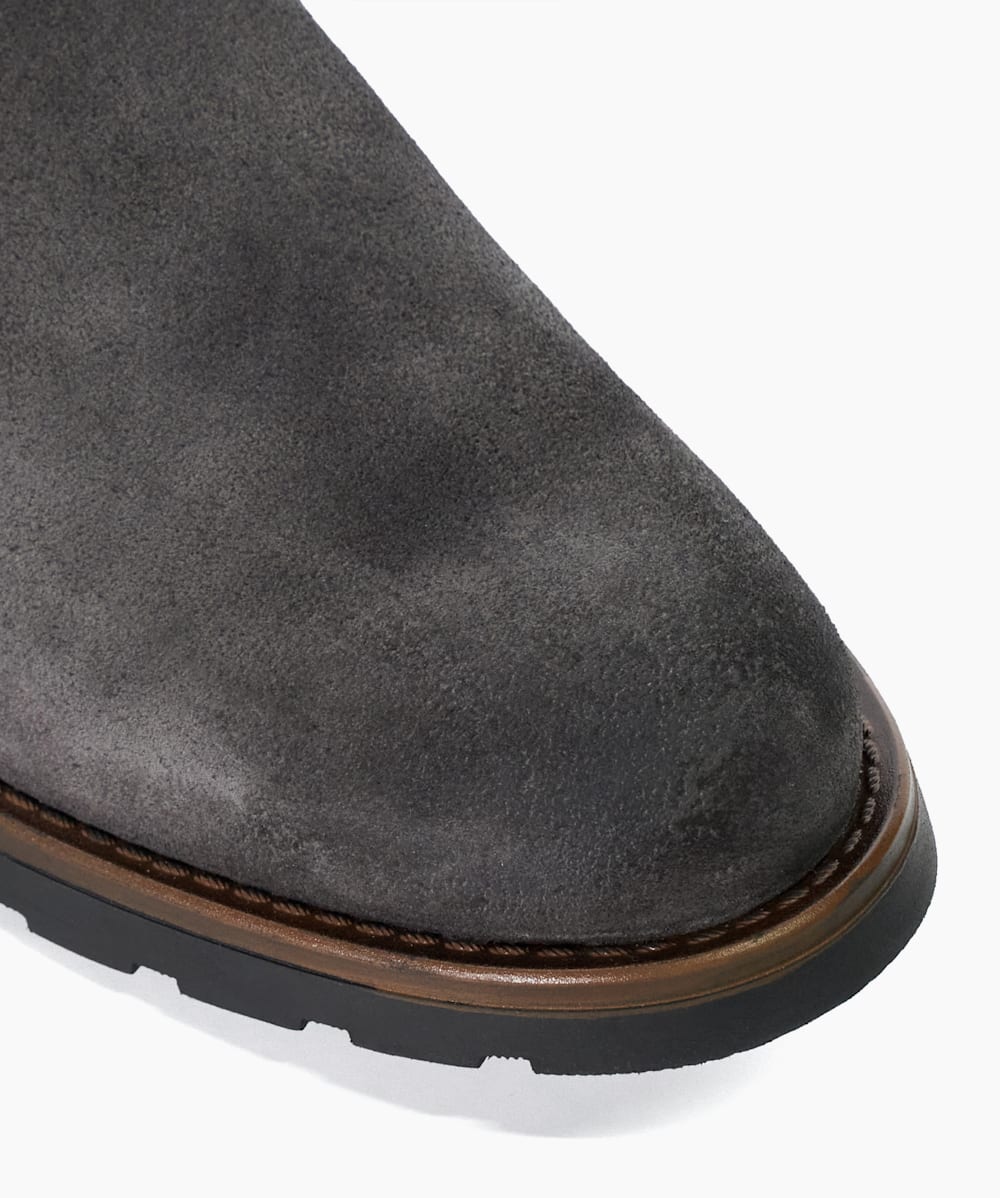Dune grey suede ankle boots top
