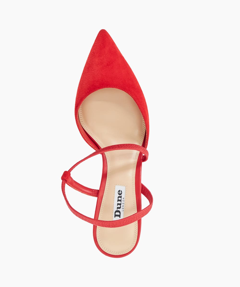 Citrus Red Matte Flared Heel Court Shoes Dune London