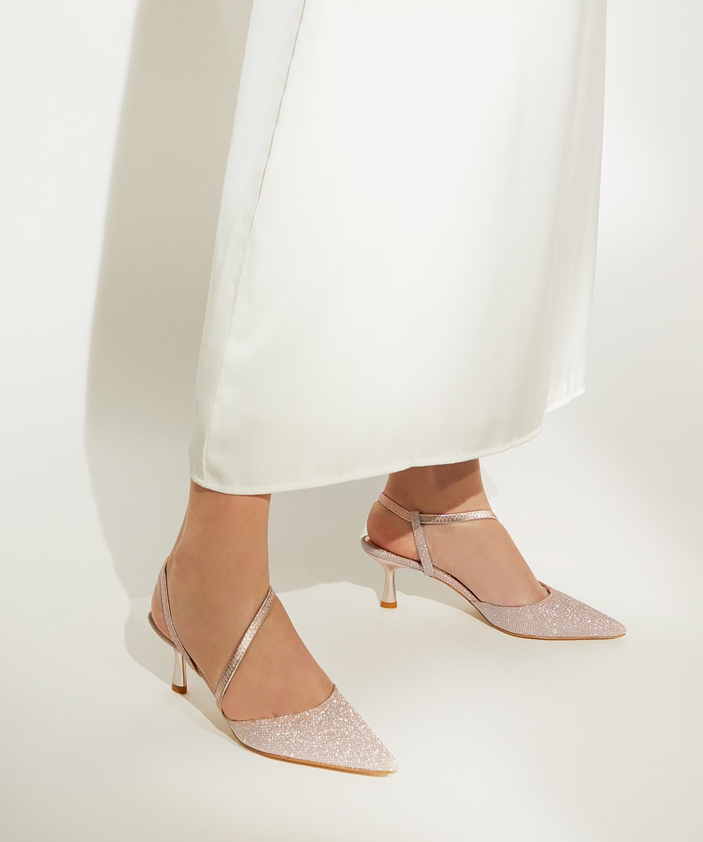 Rose gold slingback heels best sale