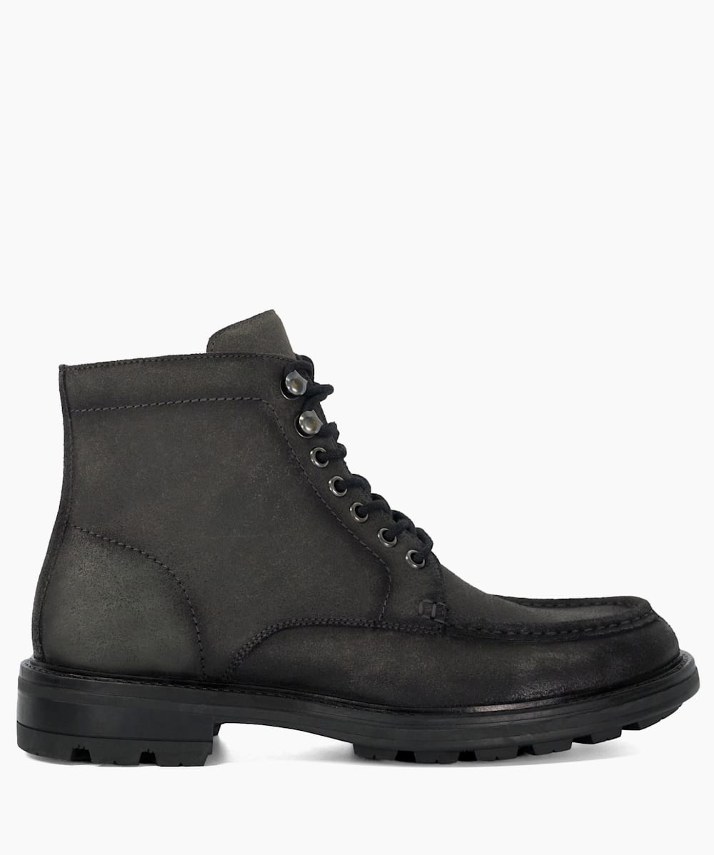 Clarise Dark Grey Lace Up Cleated Sole Casual Boots Dune London