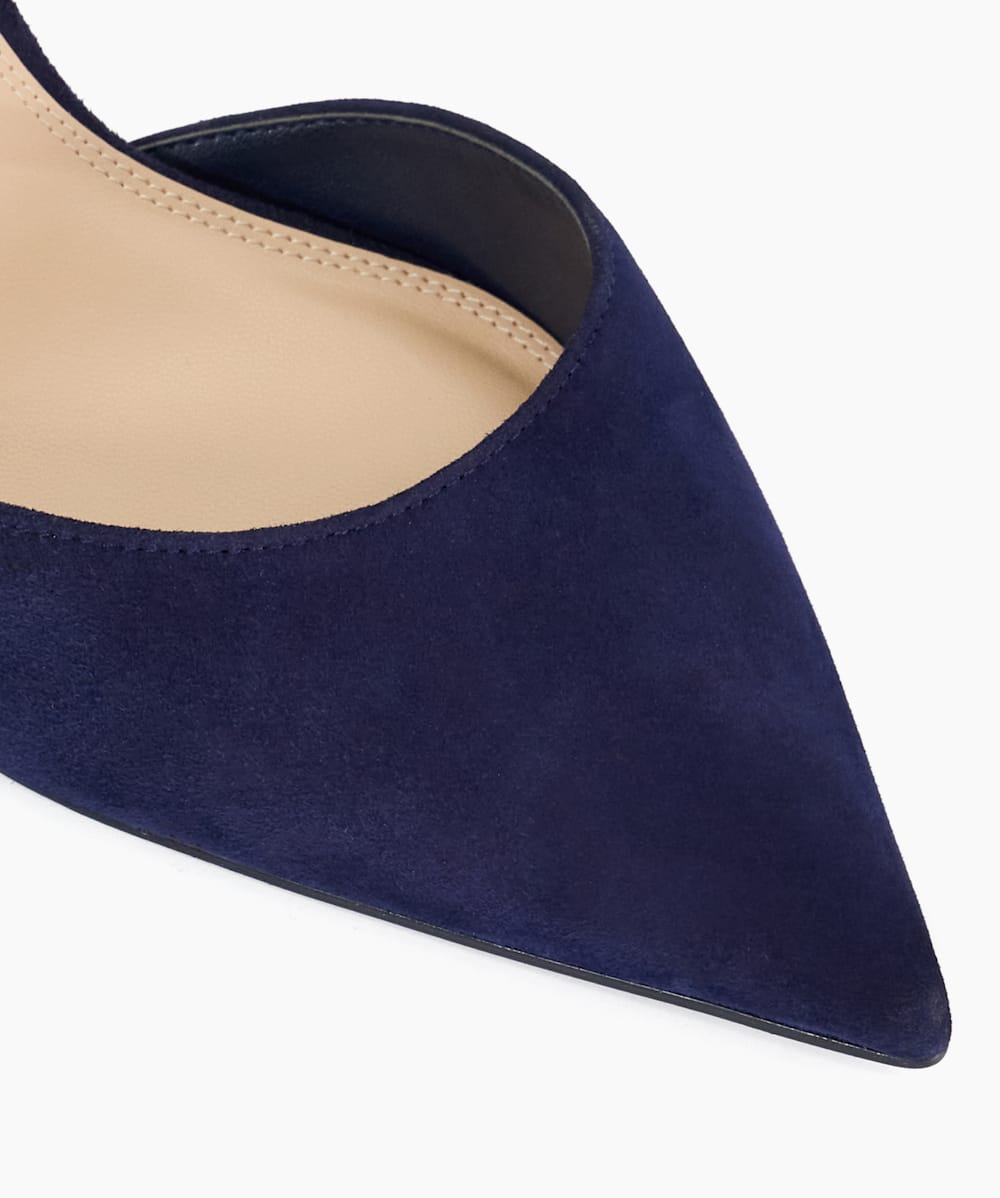 Classical Navy Suede Slingback Courts Dune London