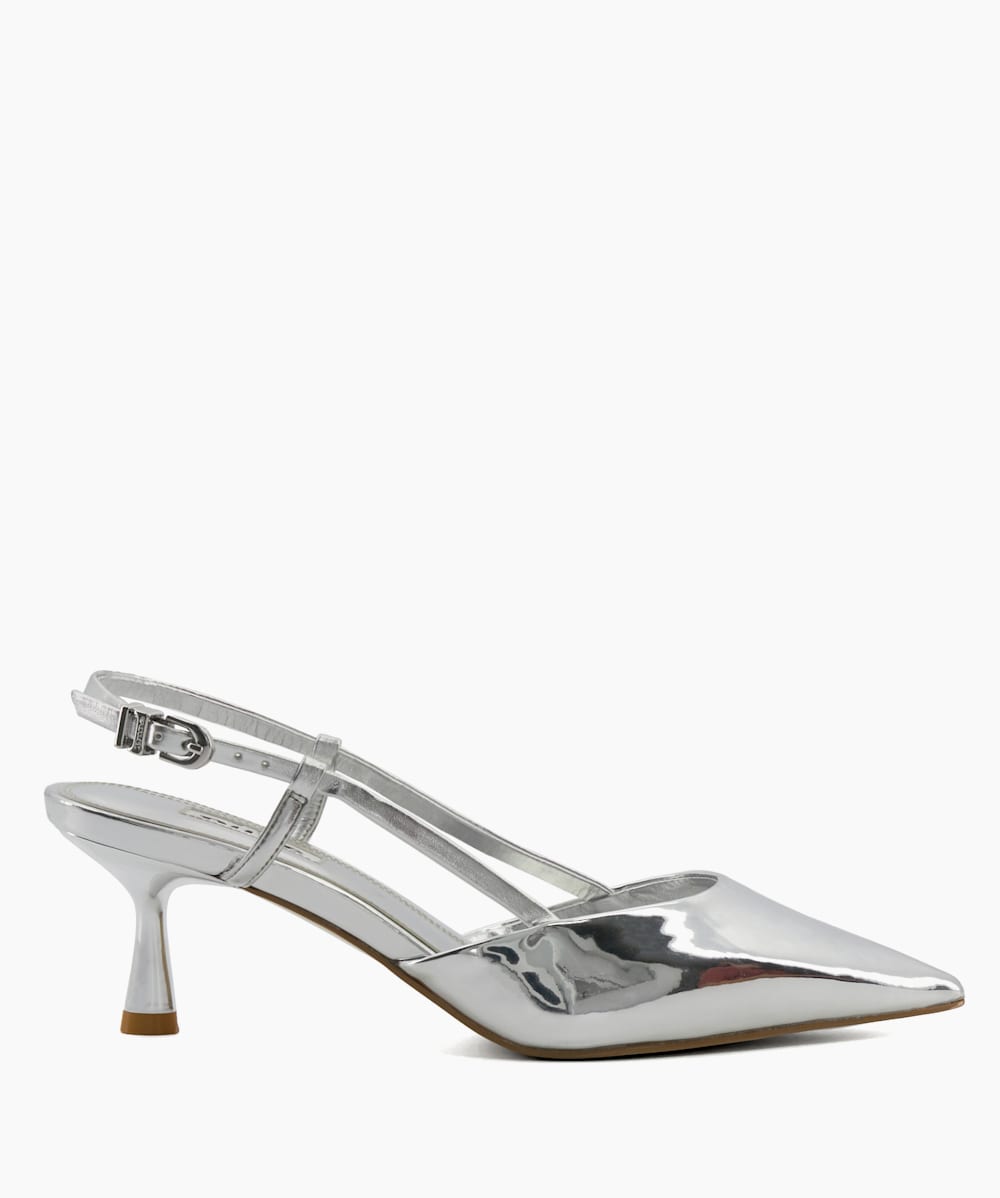 Silver slingback court on sale shoes