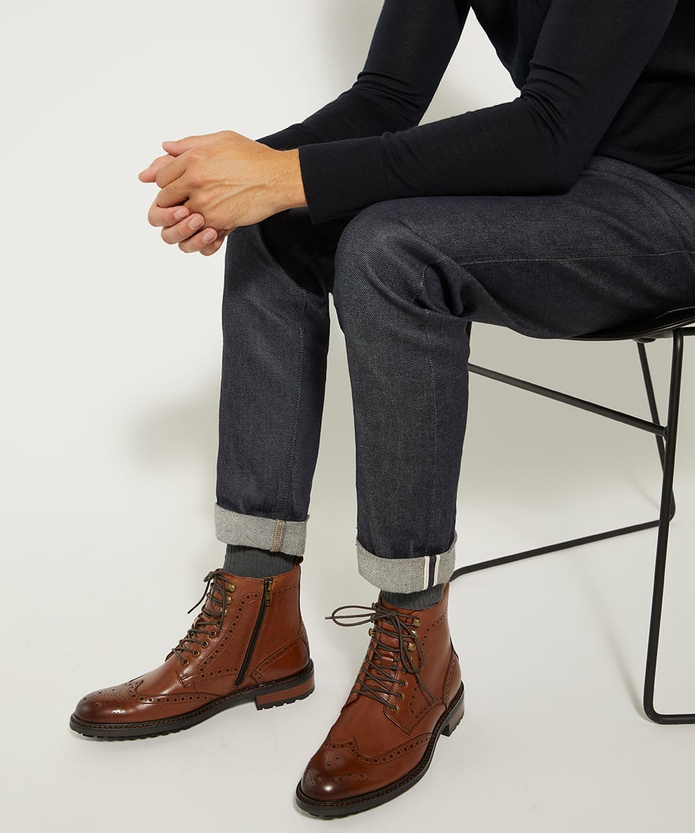 Mens boots without top laces