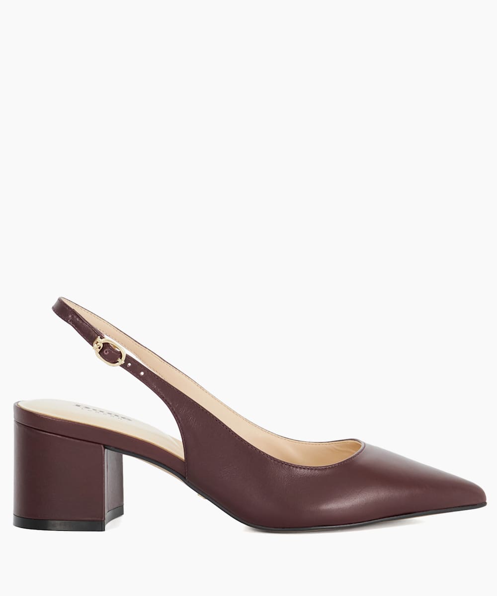 Compelled Burgundy Pointed Toe Slingback Court Shoes Dune London