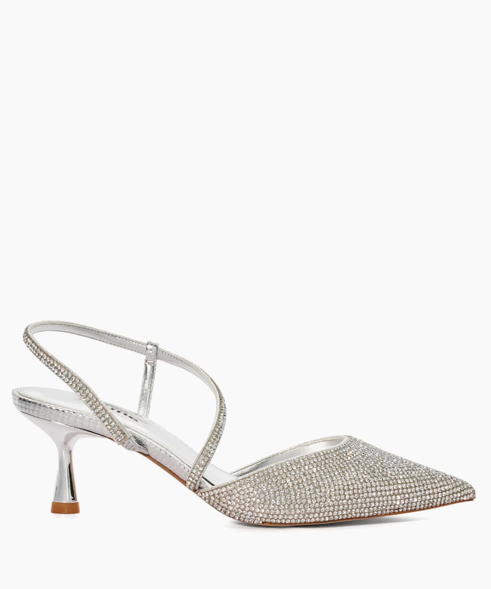 Silver shoes kitten heel best sale