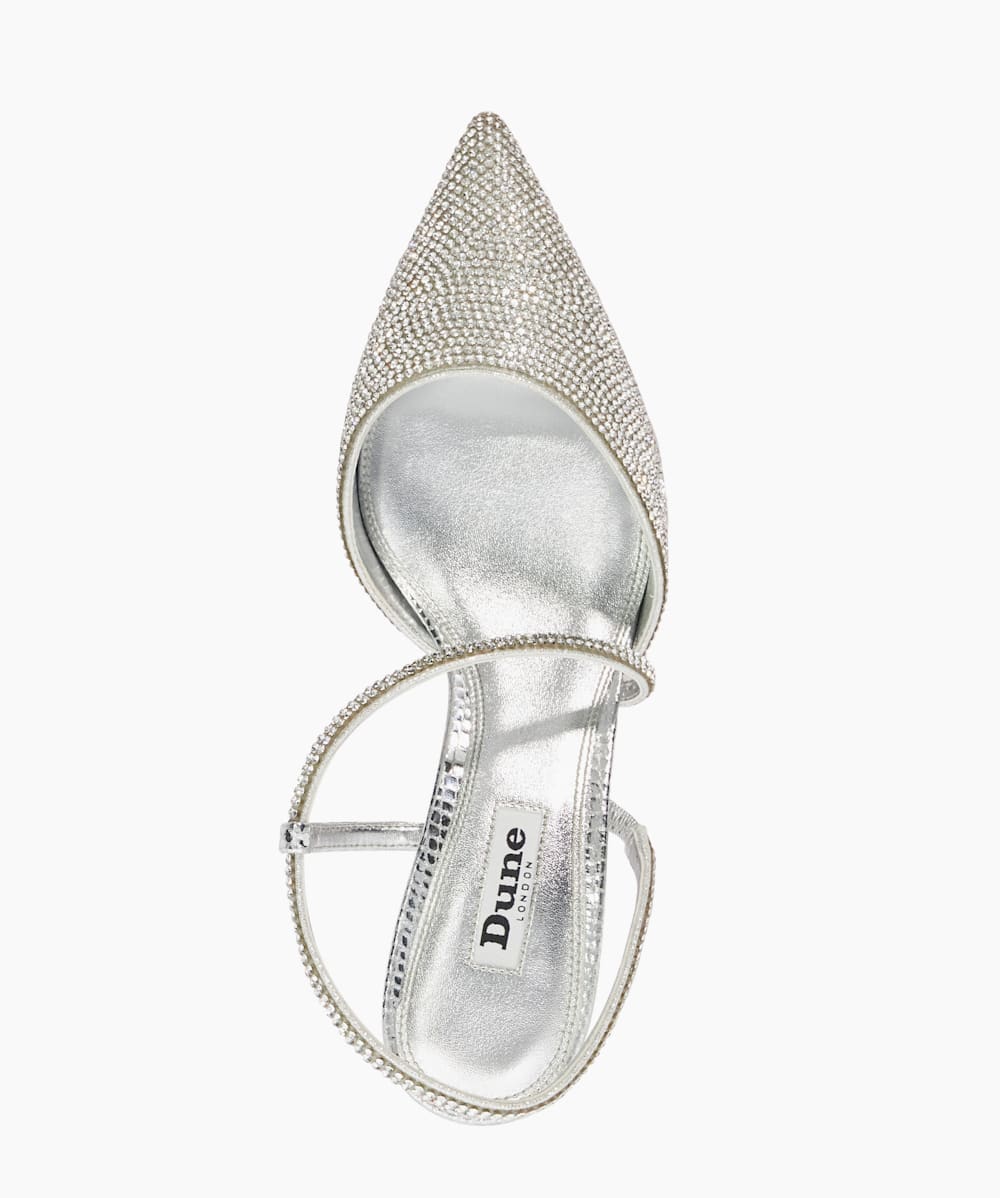 Competitive Silver Hotfix Kitten Heel Slingbacks Dune London