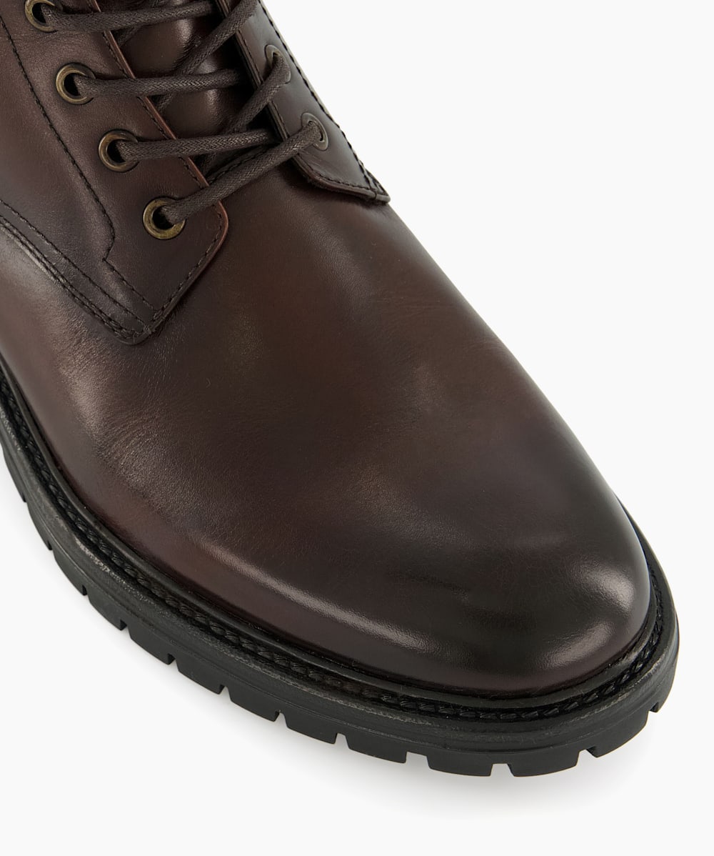 Dune lace up boots in brown leather new arrivals