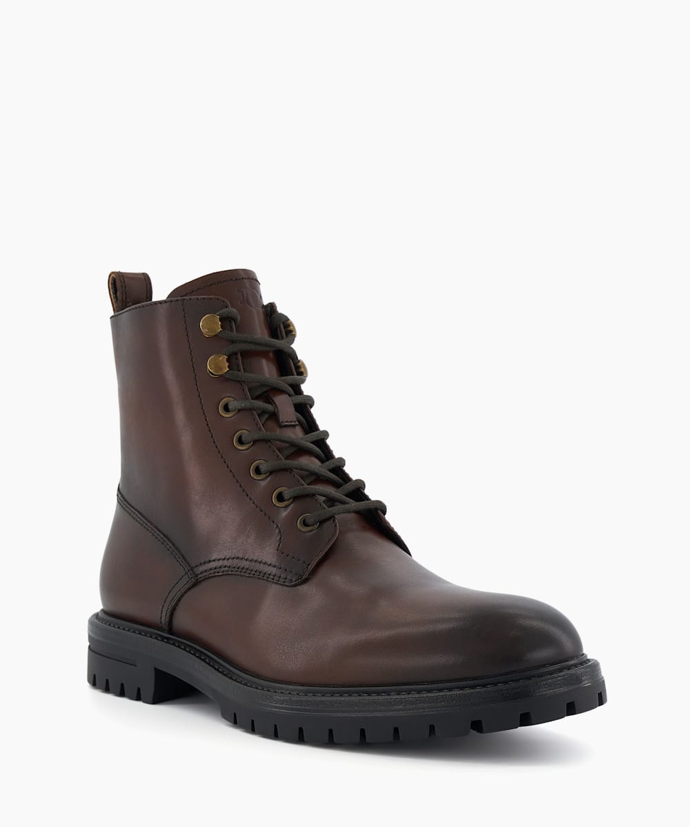 Concepts Brown Casual Leather Lace Up Boots Dune London