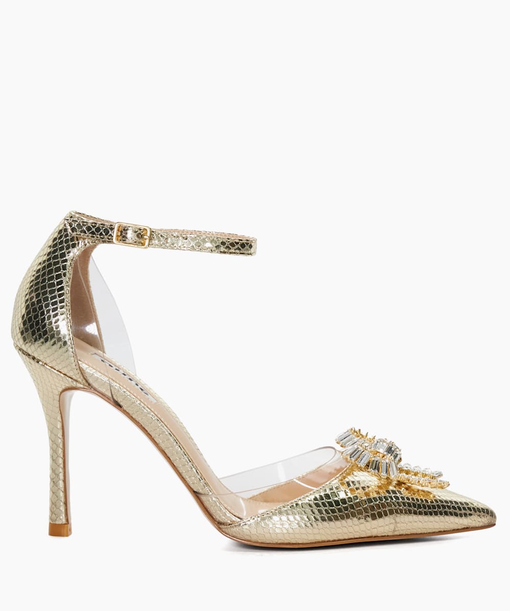 Gold heels embellished deals