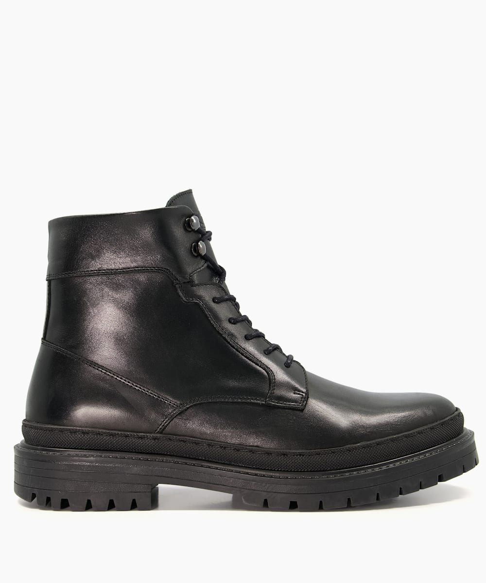 Mens black leather new arrivals lace up boots