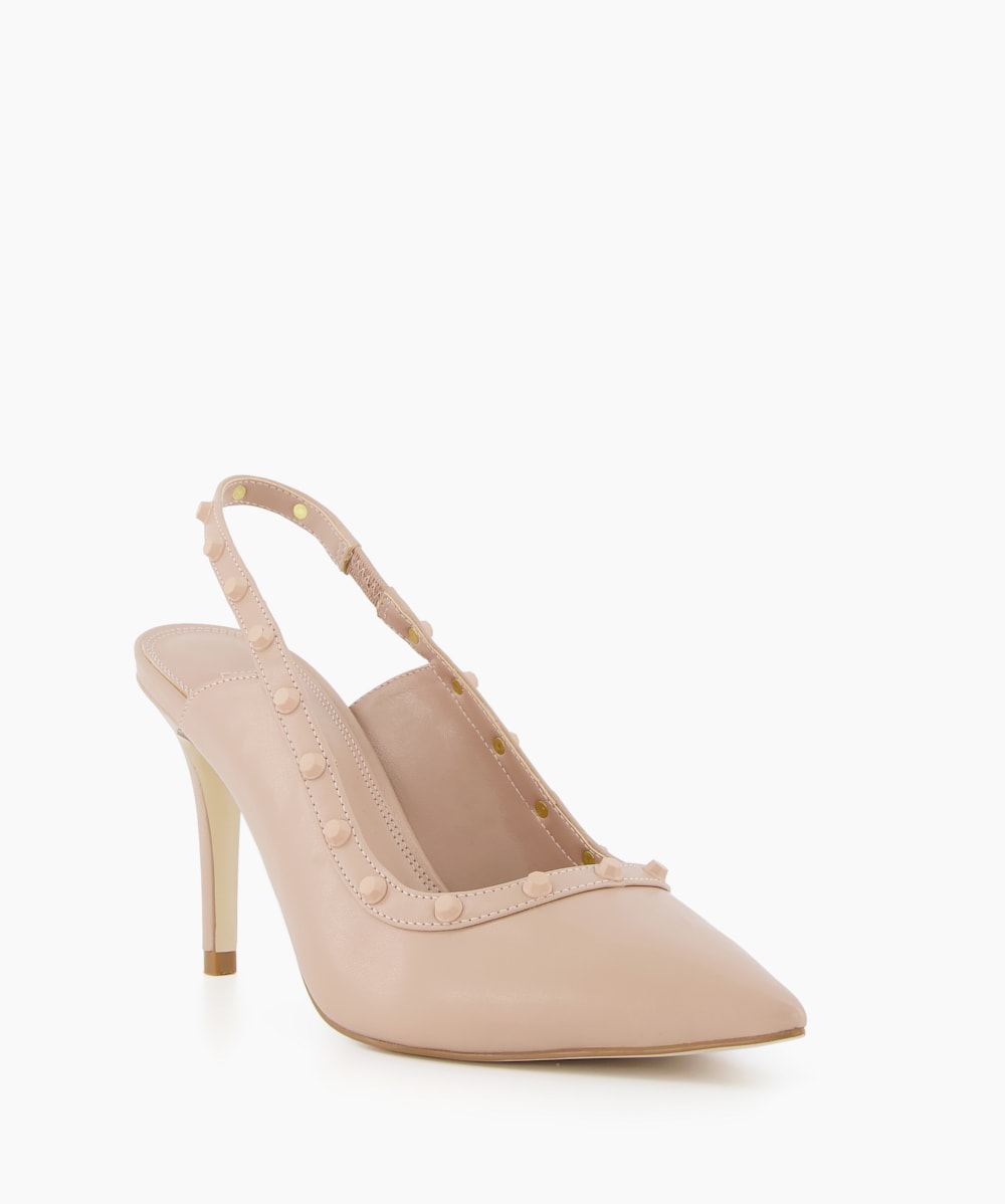 Corale Nude Studded Slingback Courts Dune London