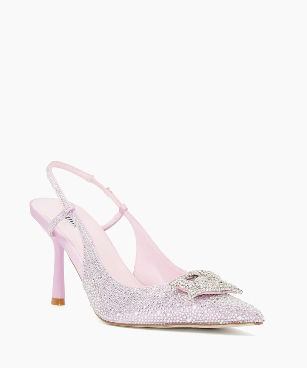 Create Pale Pink Diamante Slingback Courts Dune London