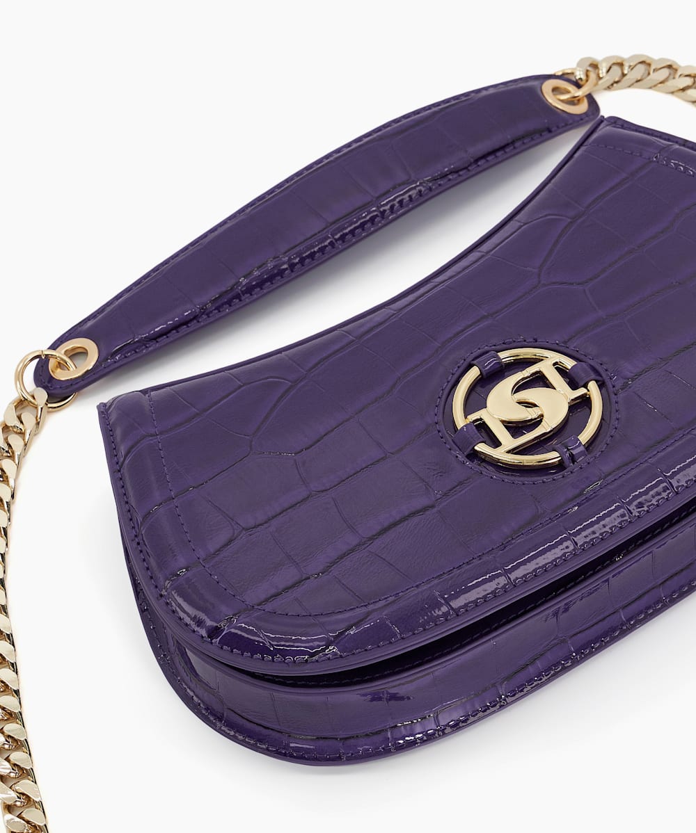 Dacre Purple Small Branded Crossbody Bag Dune London