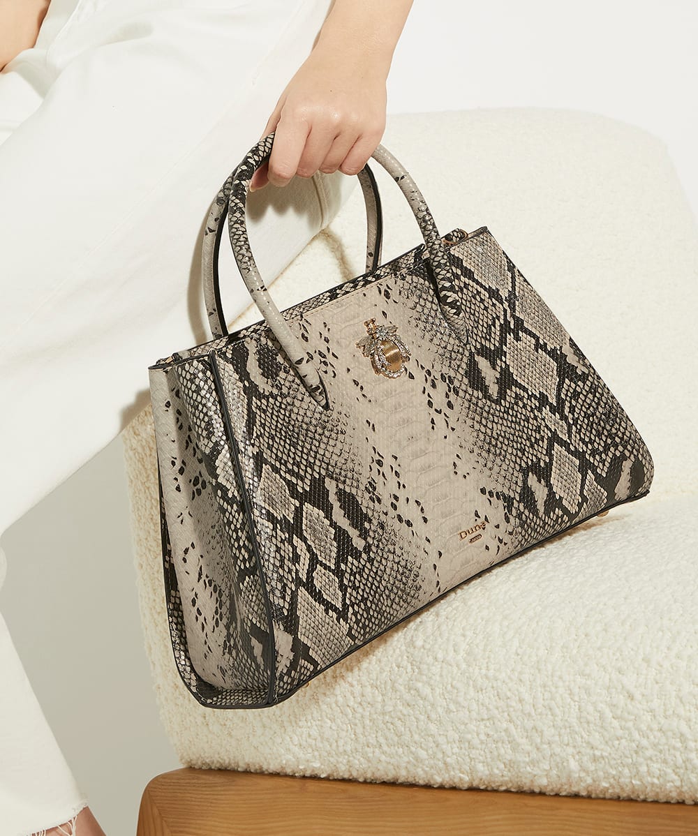 Daitlyn Reptile Snake effect Medium Bug Jewel Tote Bag Dune London