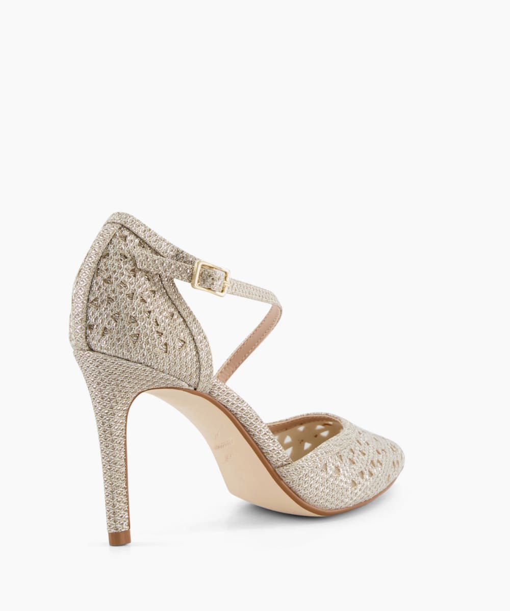 Danae Gold Pointed High Heels Dune London