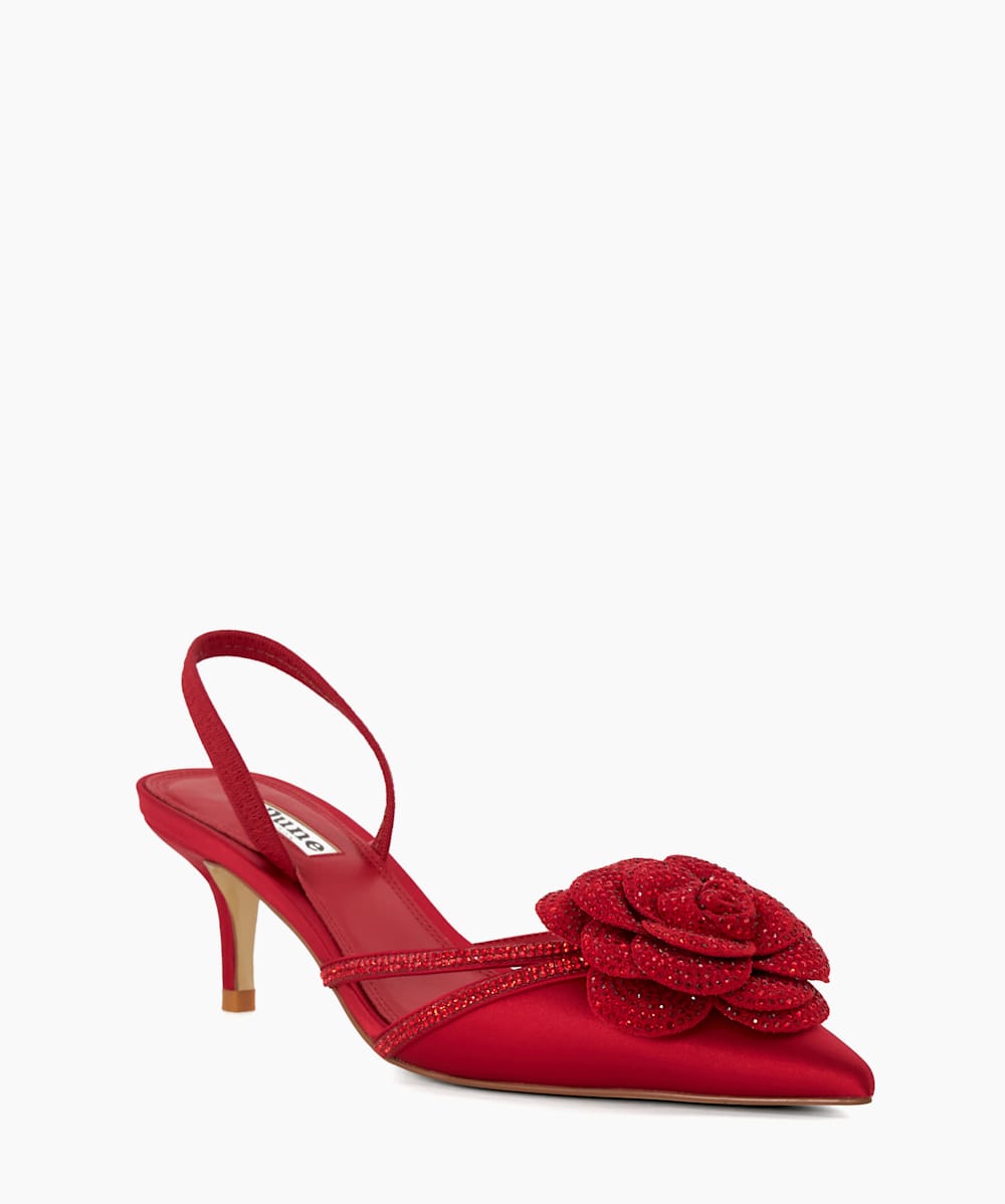 Red kitten online heel slingback shoes
