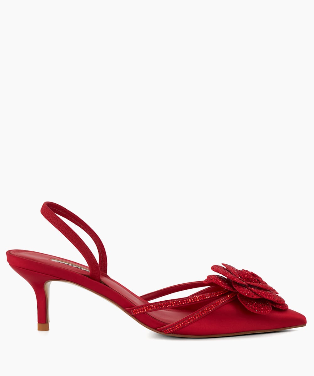 Red leather kitten heel shoes new arrivals