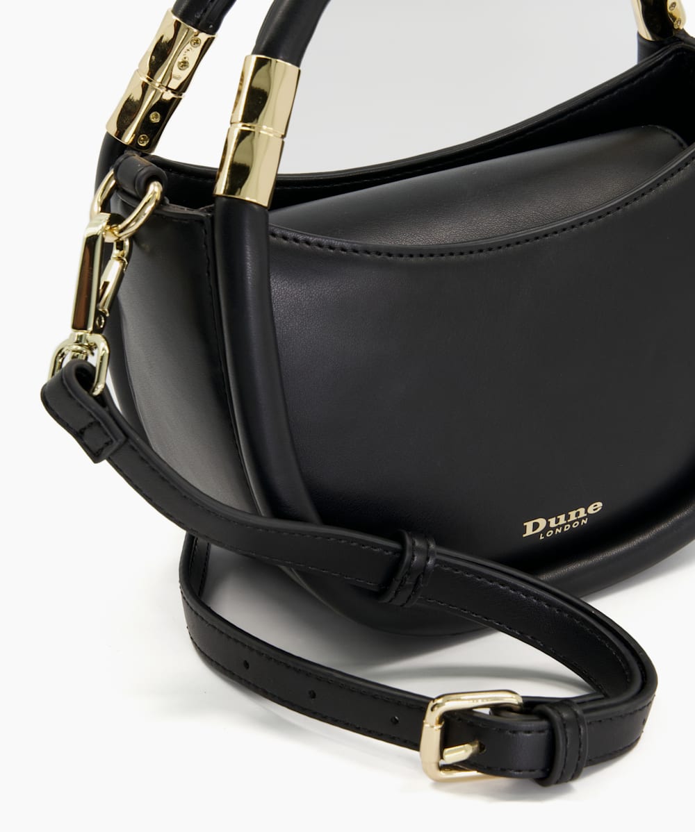 Daphny Black Curved Base Small Grab Bag Dune London