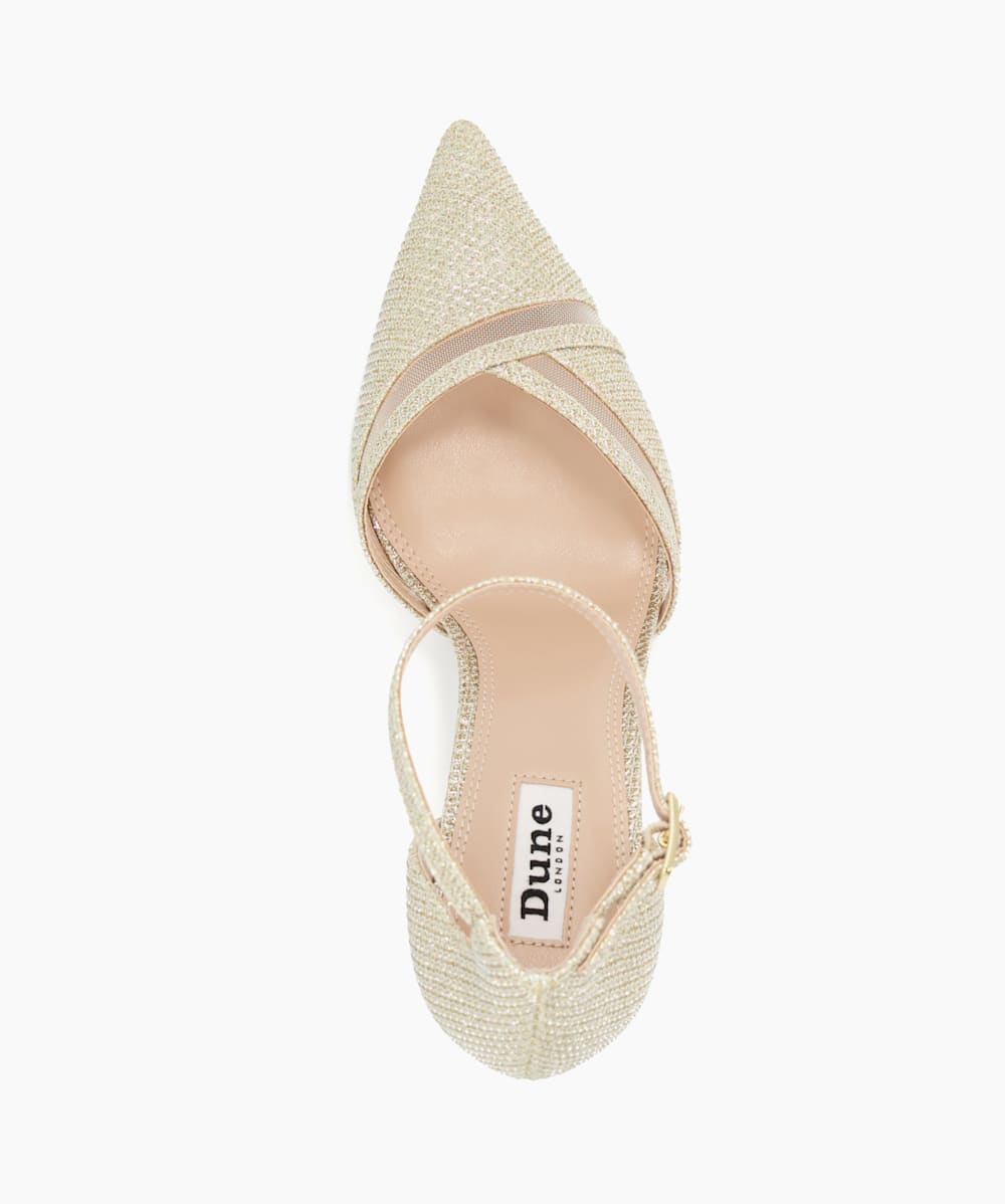 Gold court shoes dune hotsell