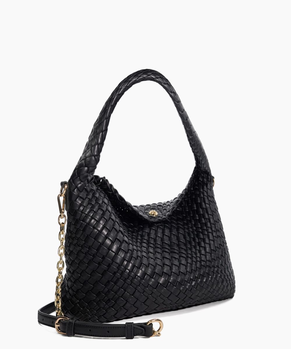 Deliberate Black Woven Shoulder Bag Dune London