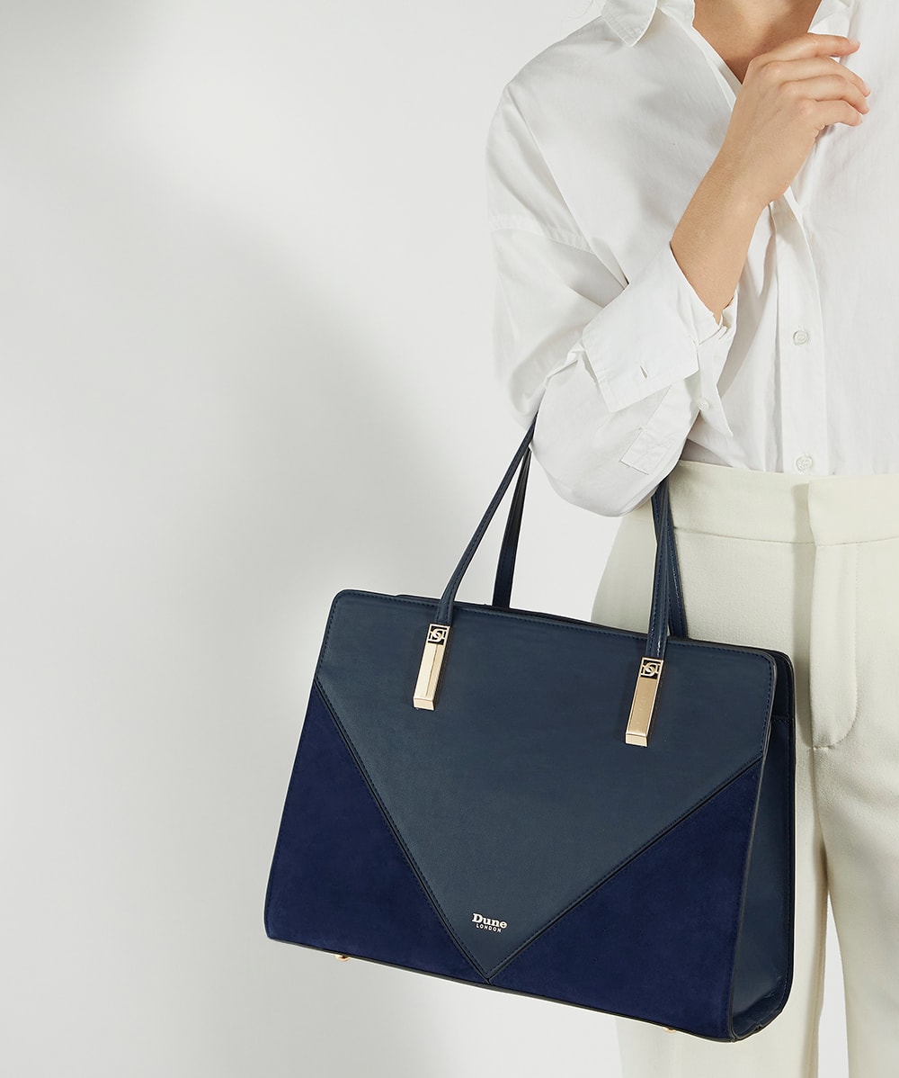 Denbeigh Navy Medium Tote Bag Dune London