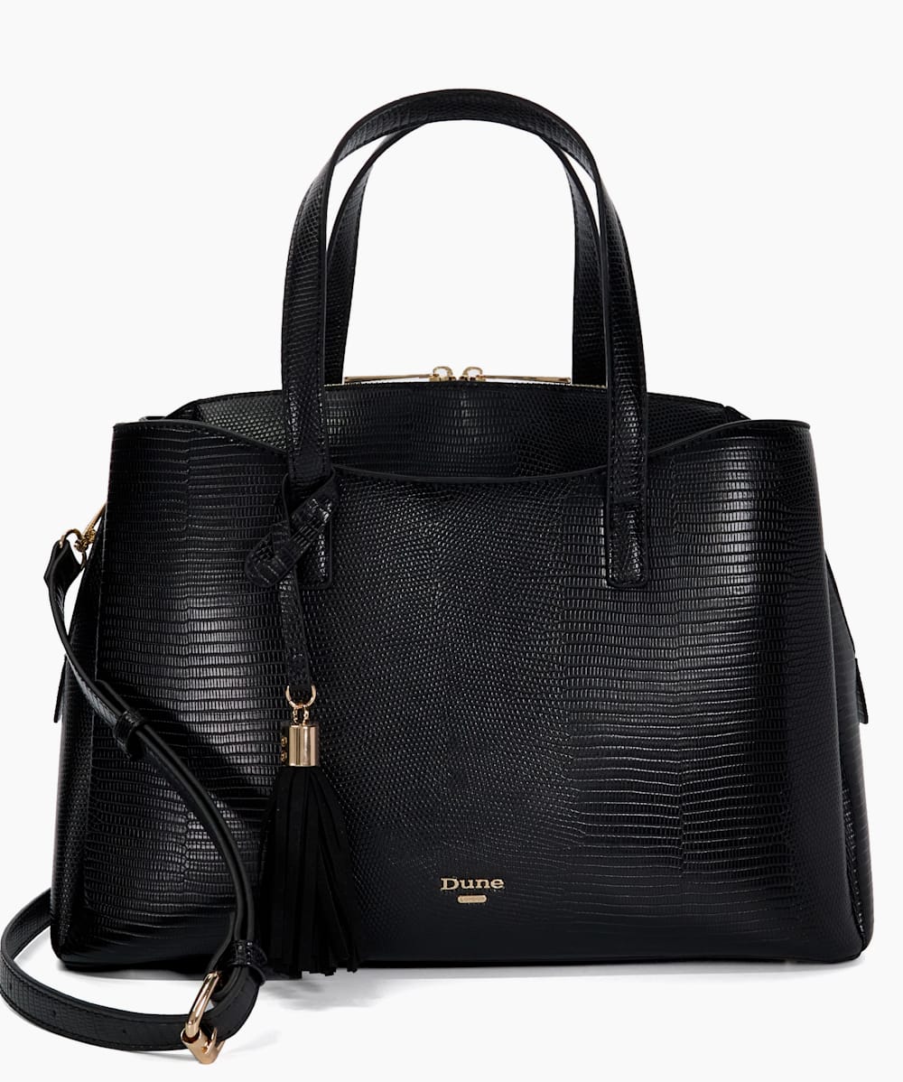 Dignifyo Black Reptile Effect Tote Dune London