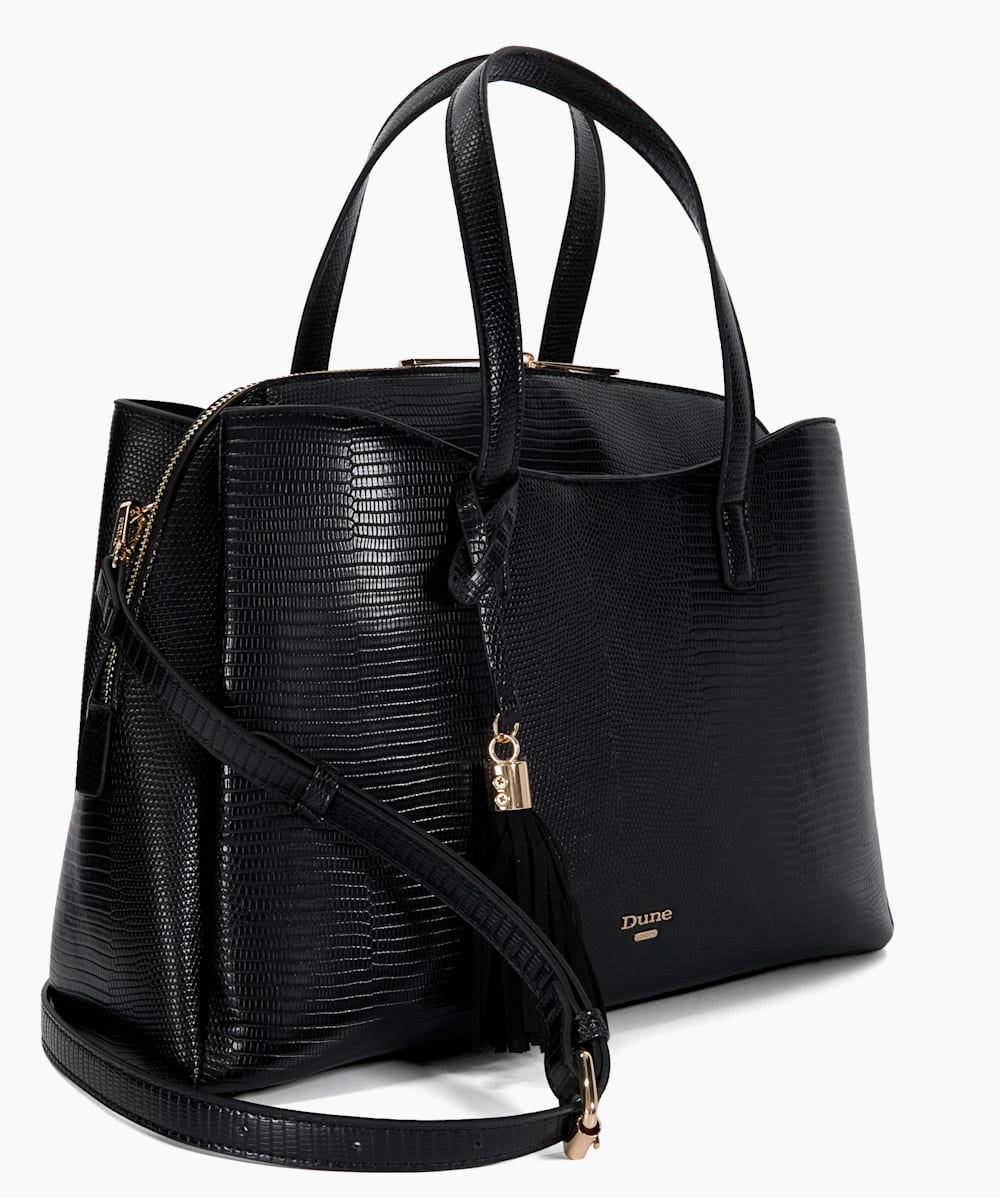 Dignifyo Black Reptile Effect Tote Dune London