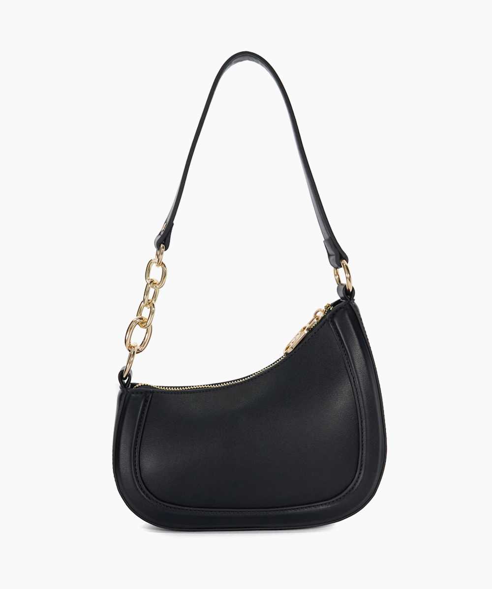 Direction Black, Asymmetric chain detail shoulder bag | Dune London