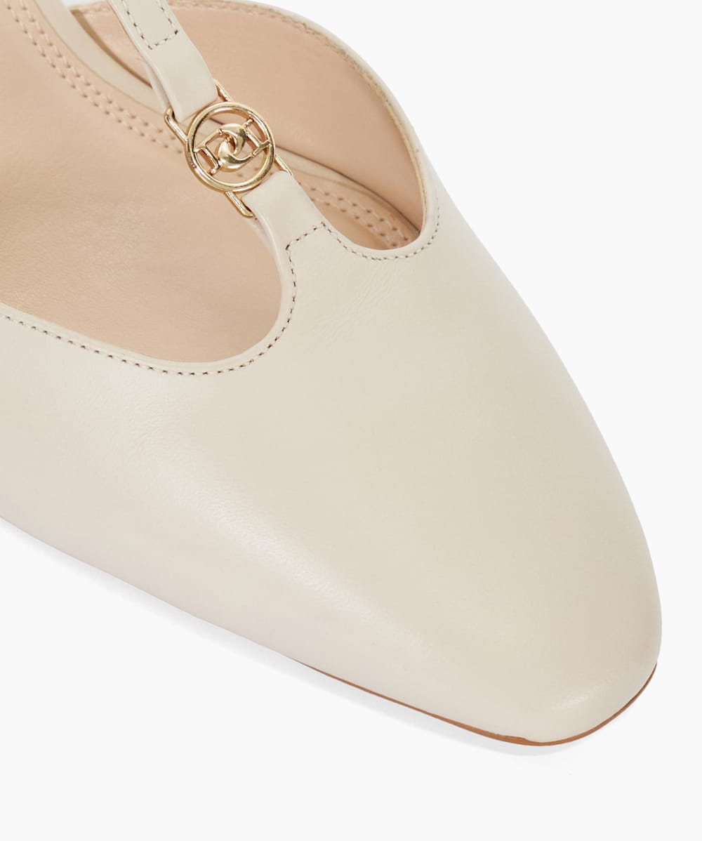 Dominate Cream Patent T Bar Slingback Courts Dune London