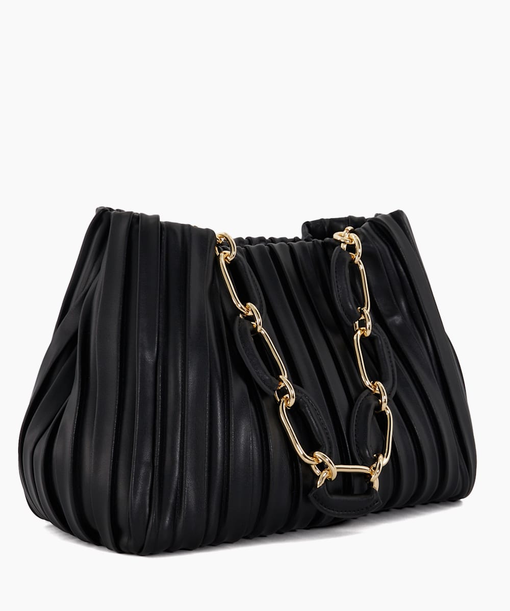 Dominie Black Medium Pleated Chain Handle Slouch Bag Dune London
