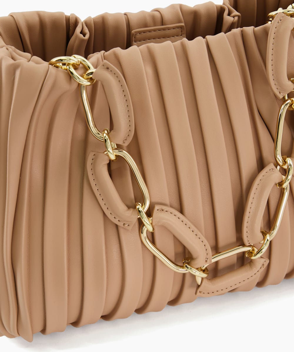Dominie Blush Medium Pleated Chain Handle Slouch Bag Dune London