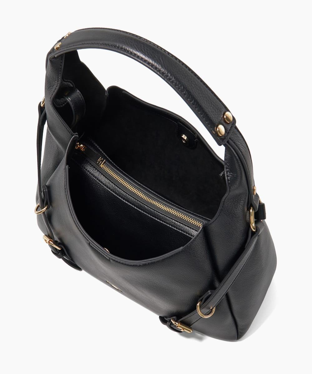Downton Black Buckle Strap Detail Shoulder Bag Dune London