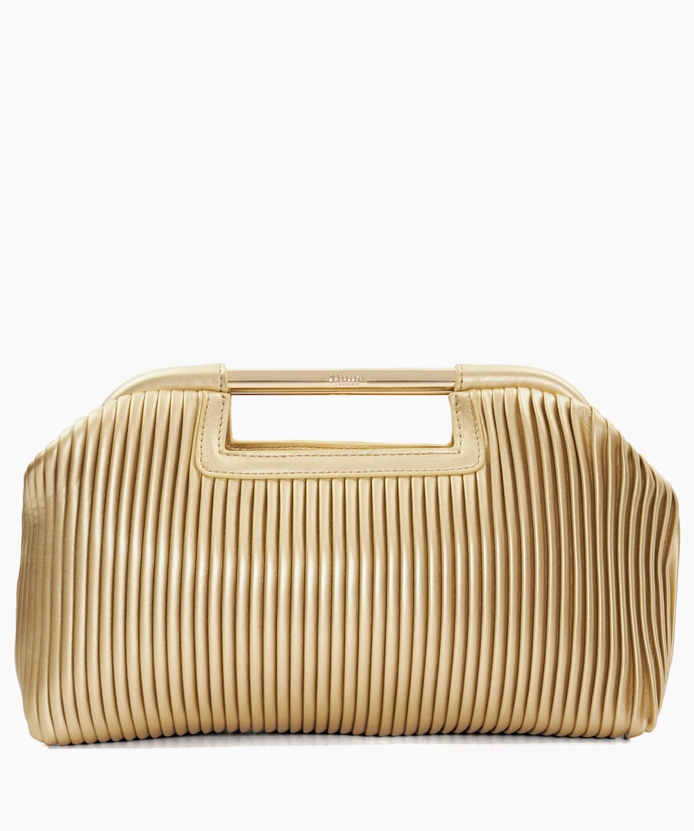 Ebec Gold Pleated Clutch Bag Dune London