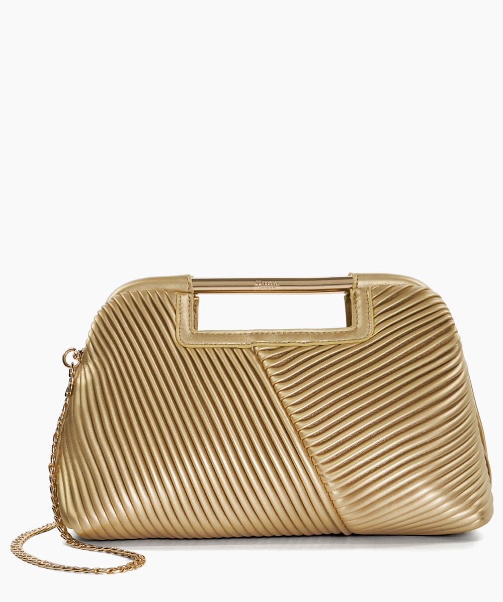 Ebec Gold Pleated Clutch Bag Dune London