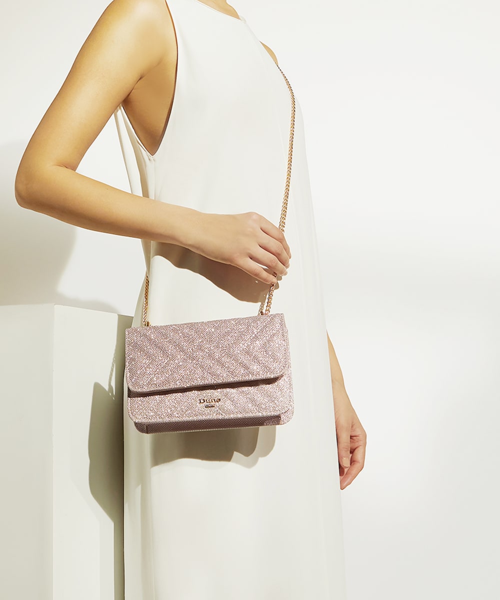 Edorchie Rose Gold Quilted Chain Handle Bag Dune London