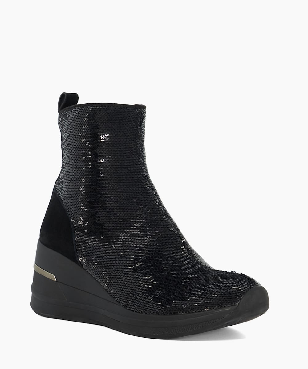 Effective Black Wedge Heel Ankle Boots Dune London