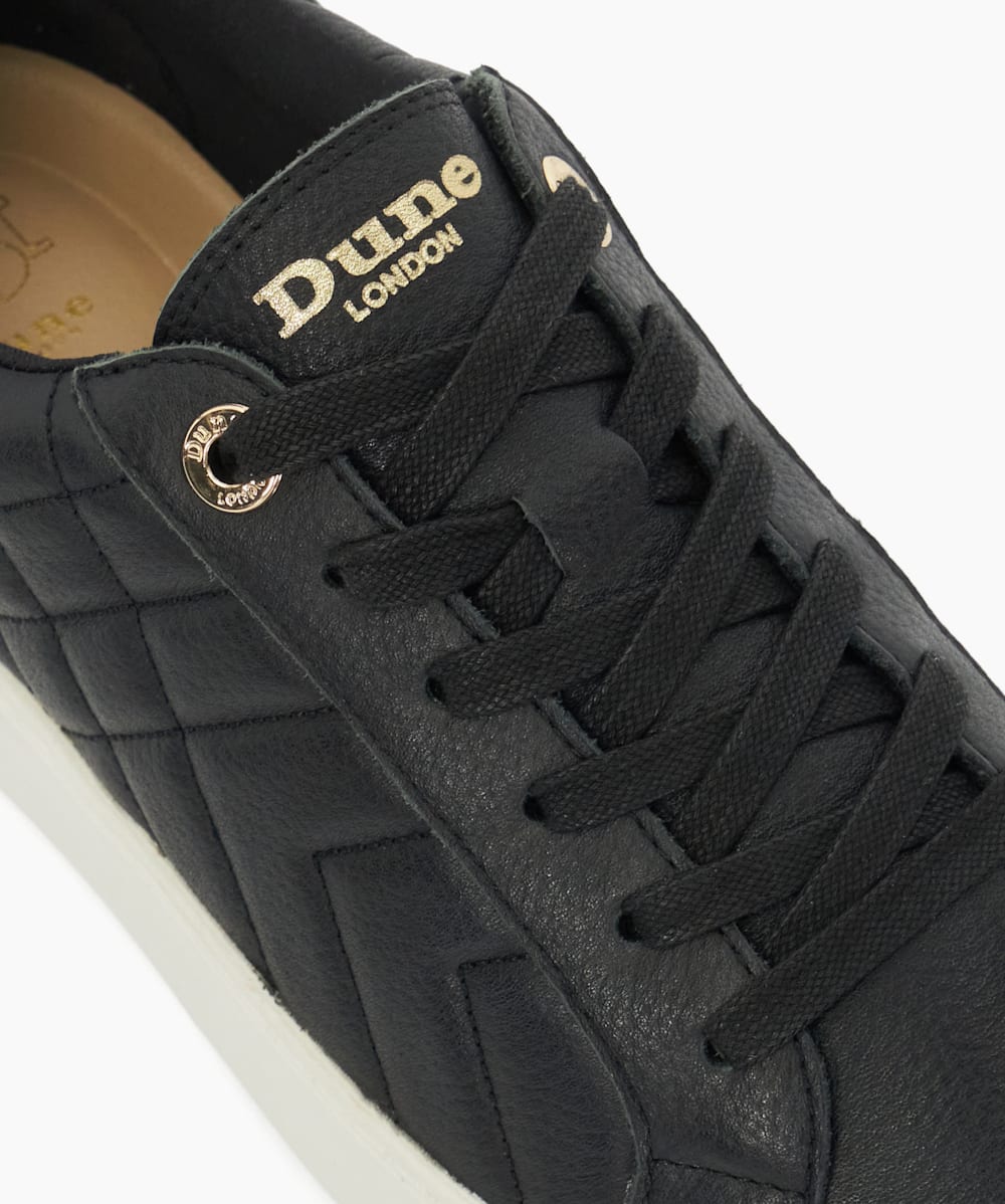 Egent Black Quilted Platform Sole Lace Up Trainers Dune London