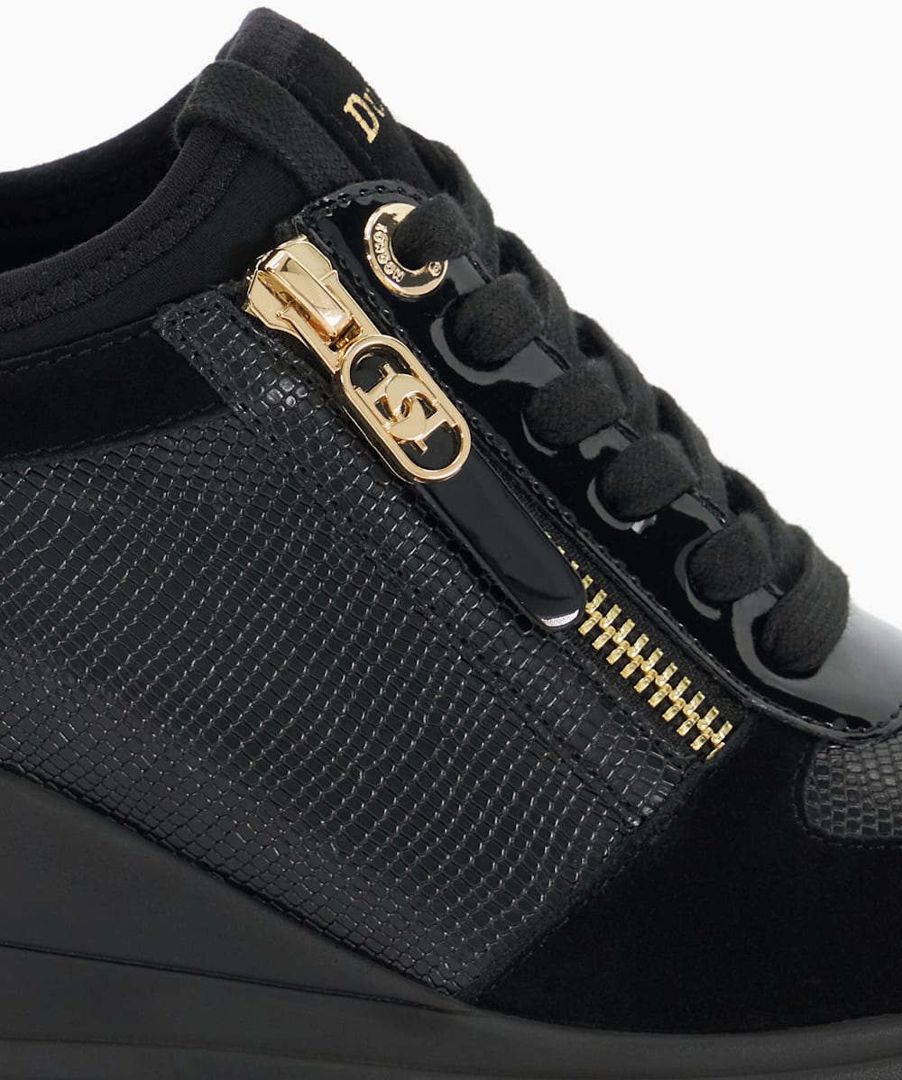 Eiline 2 Black Lace Up Wedge Trainers Dune London