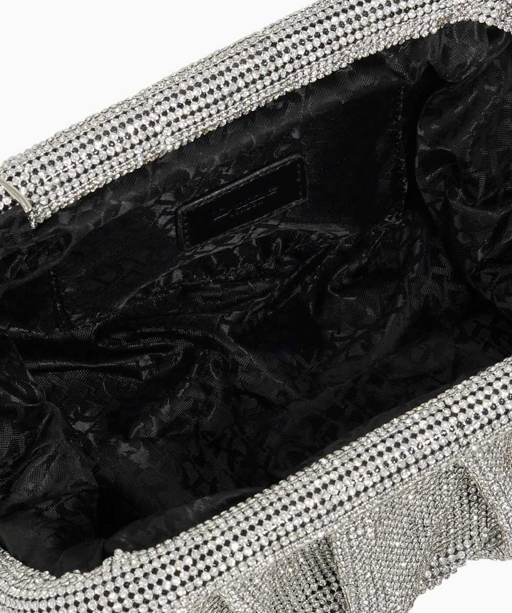 Elegent Silver Embellished Mesh Clutch Bag Dune London