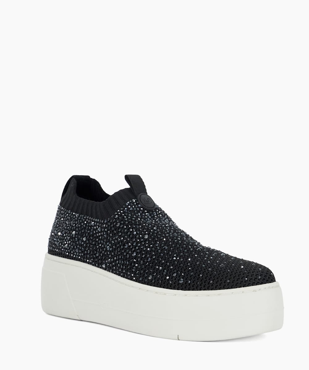 Elements Black Embellished Flatform Sock Trainers Dune London