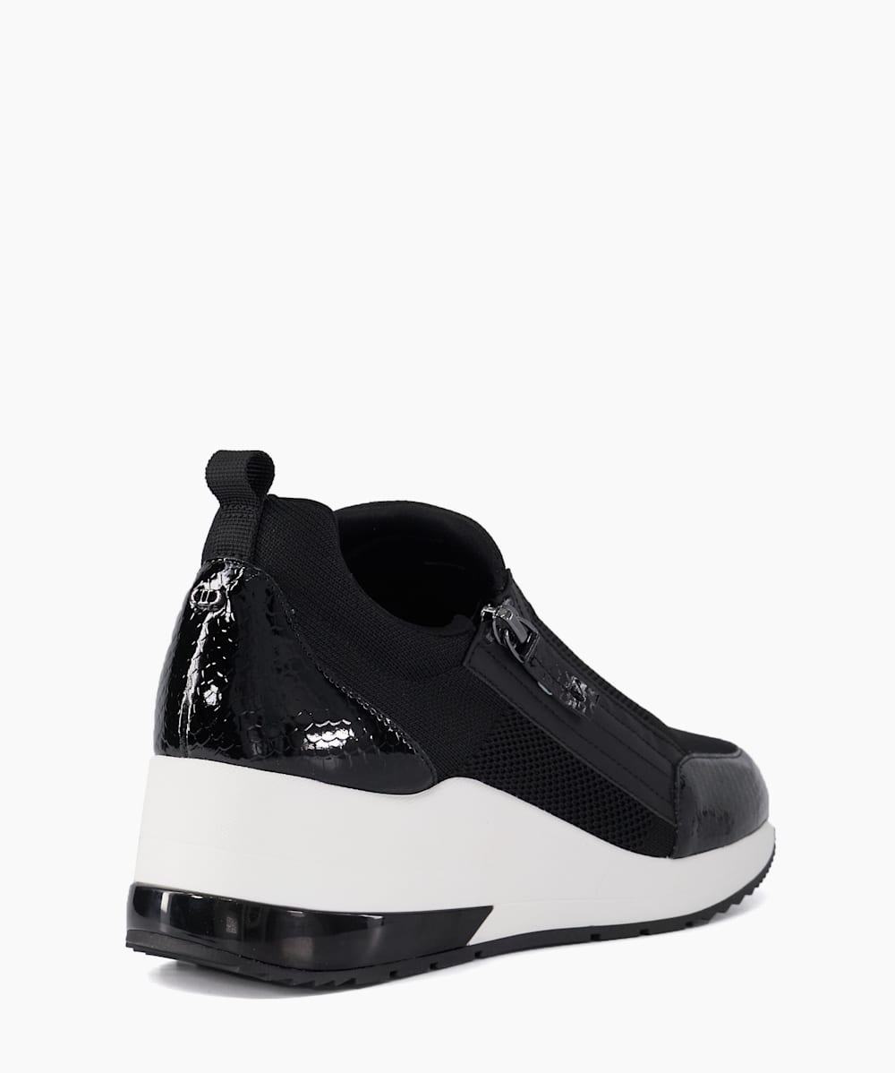 Ellens Black Heel Clip Wedge Heel Trainers Dune London