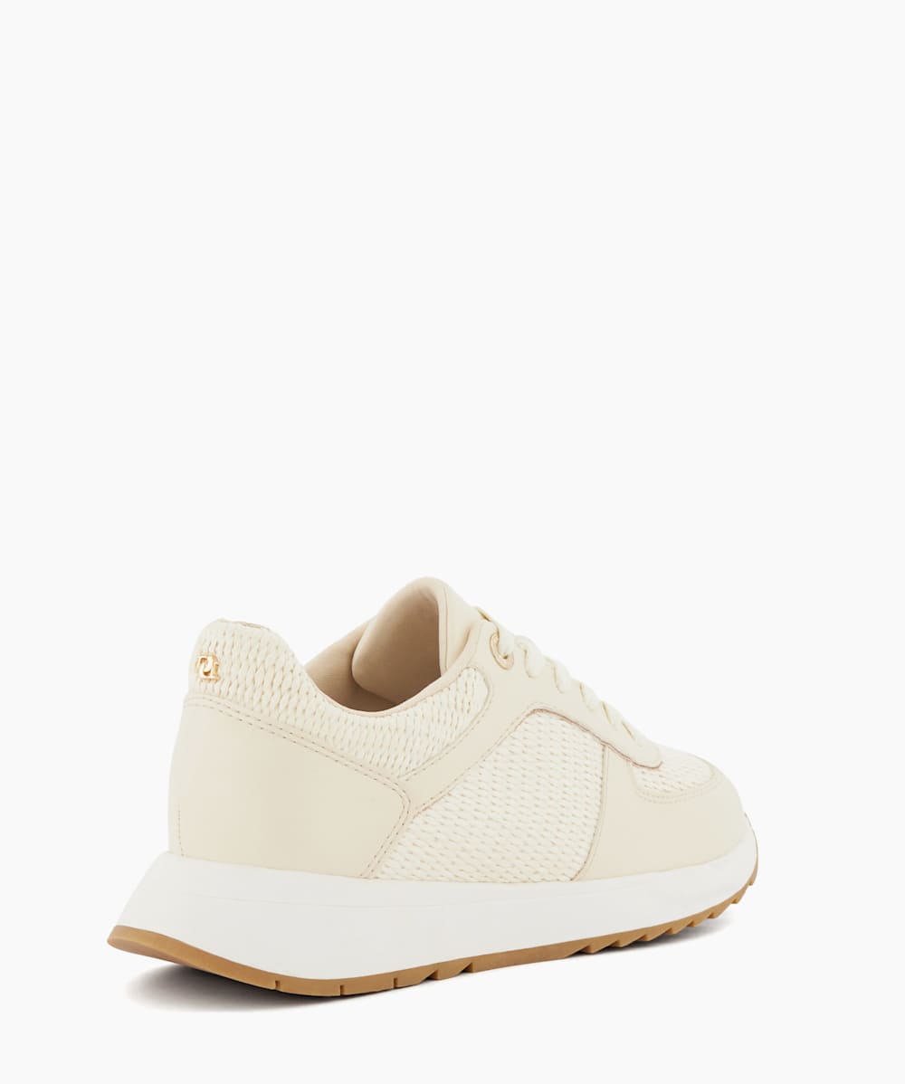 Emelias Ecru Lace Up Runner Trainers Dune London