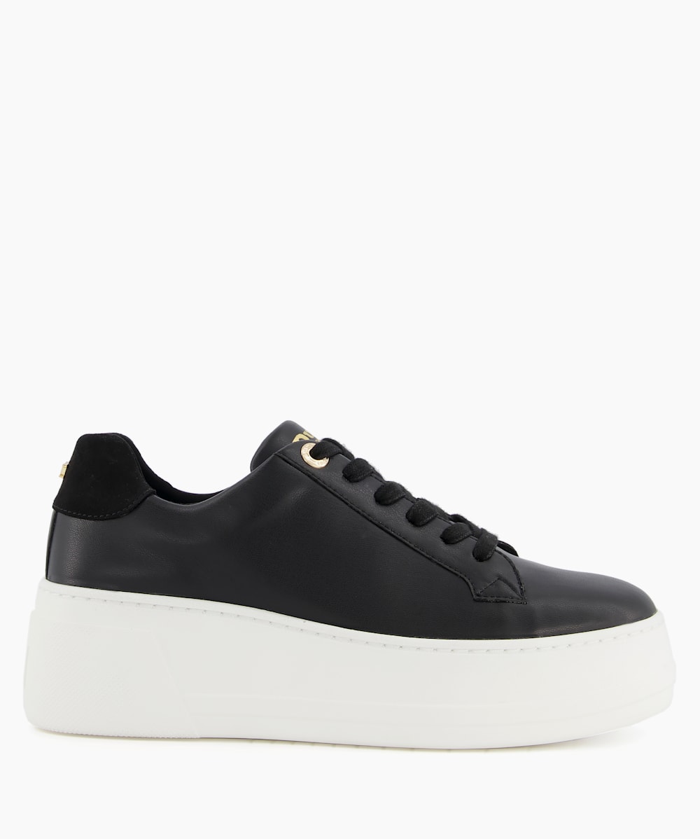 Episode Black Lace Up Flatform Trainers Dune London