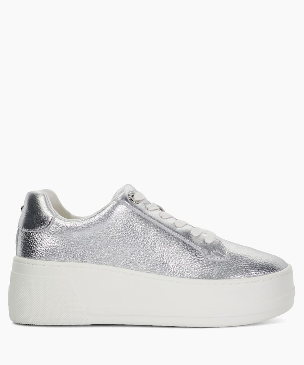 Silver platform trainers top