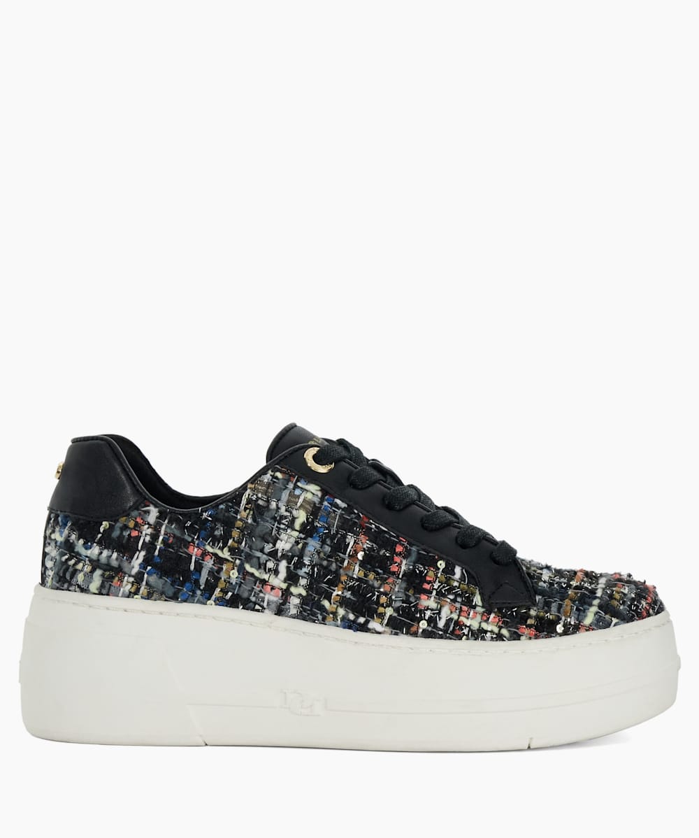 Episode Black Lace Up Flatform Trainers Dune London